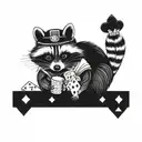 raccoon playing poker cards tattoo design idea
