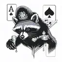 raccoon playing poker cards tattoo design idea