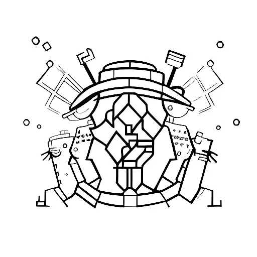 shadow of 3 men slaking together  tattoo design idea
