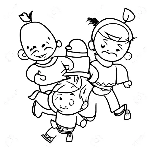 3 little boys walking together tattoo design idea