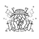 shadow of 3 men slaking together  tattoo design idea