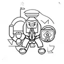 shadow of 3 men slaking together  tattoo design idea