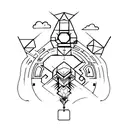 shadow of 3 men slaking together  tattoo design idea