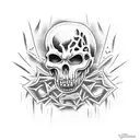 A horror movie inspired tattoo featuring a metal band performing in a graveyard tattoo design idea