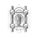 A gym dumbbell transformed into a staff, resembling Moses' staff, representing strength and faith, in blackwork tattoo design idea