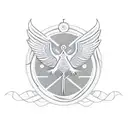 A sketch-style depiction of the medical symbol, the Caduceus, intertwined with biblical symbols like a dove and a crown tattoo design idea