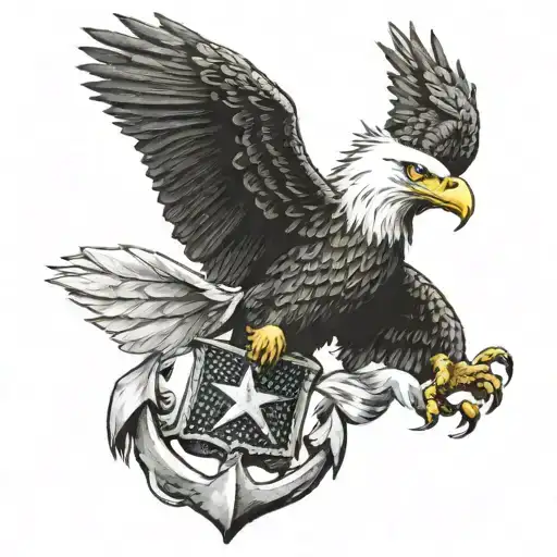 eagle, flag, us navy blue anchor tattoo design idea