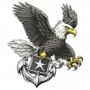 eagle, flag, us navy blue anchor tattoo design idea