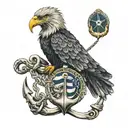 eagle, flag, us navy blue anchor tattoo design idea