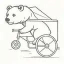 Bear on tricycle pulling wagon tattoo design idea