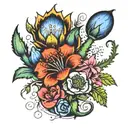 Venus fly trap, saguaro cactus, blue bonnet, Indian paintbrush flower, flame azalea flower tattoo design idea