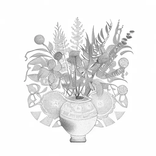 Greek Vase with Plants tattoo design idea