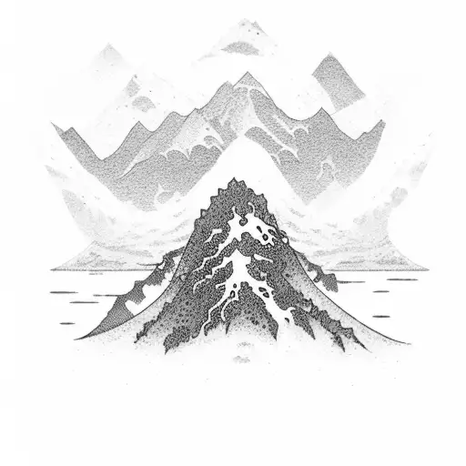 Ocean and Mountain tattoo design idea
