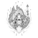 Ocean and Mountain tattoo design idea