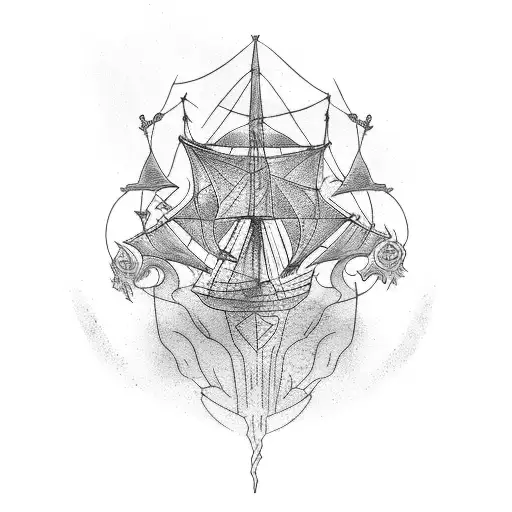ghost ship tattoo design idea