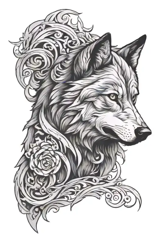 Alpha Wolf Head tattoo design idea