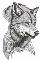 Alpha Wolf Head tattoo design idea