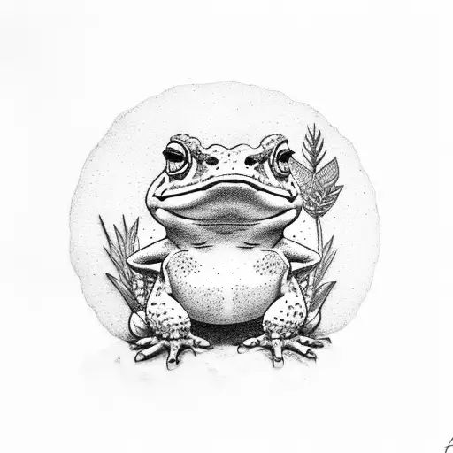 toad standing with Hawaiian shirt and cocktail  tattoo design idea