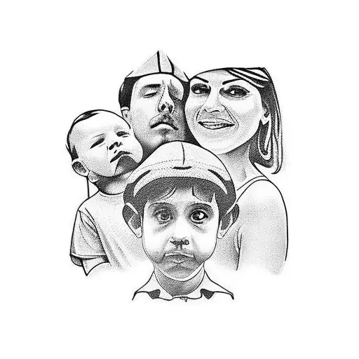 Pablo (dad), aleja (mom), Martin (oldest son), Tomas (second son), Manuela (third kid) tattoo design idea