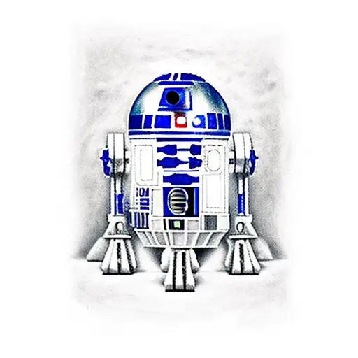 r2d2 proyecting "a long time ago in a galaxy far away" tattoo design idea