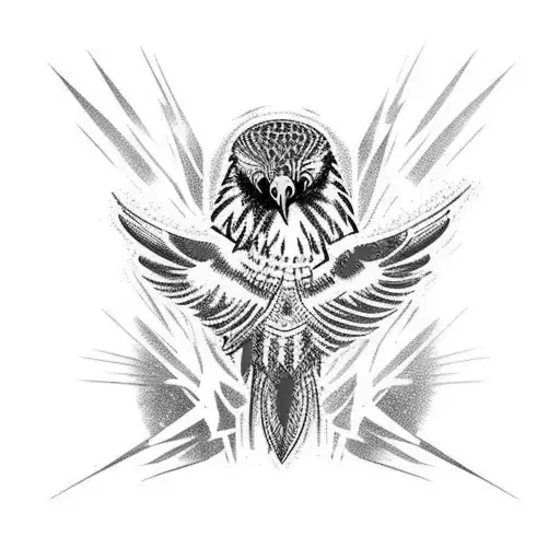 Hawk red and black tattoo design idea