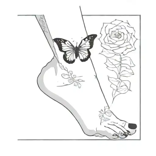 One minimalist black incked butterfly wing tattoo around the ankle bone. tattoo design idea