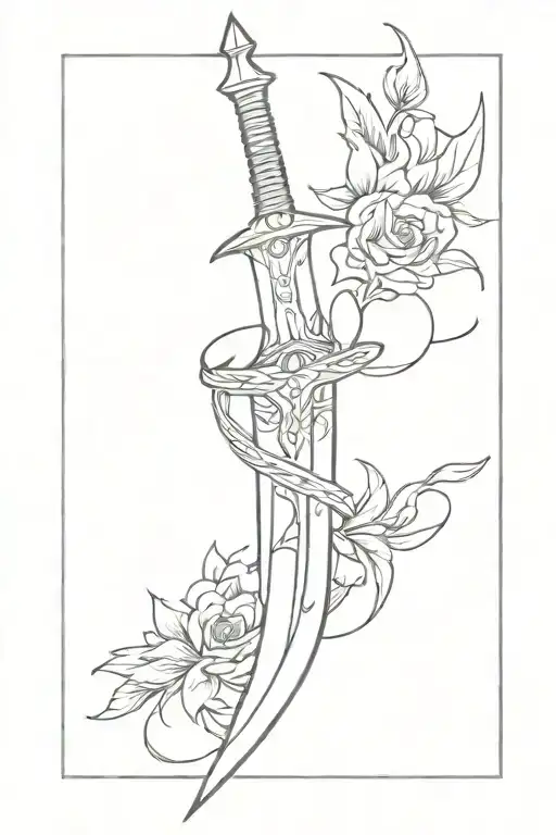 fantasy dagger tattoo design idea