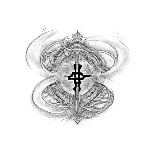 "With God Nothing is impossible" shaped like cross, in cursive tattoo design idea