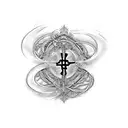 "With God Nothing is impossible" shaped like cross, in cursive tattoo design idea