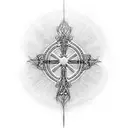 "With God Nothing is impossible" shaped like cross, in cursive tattoo design idea