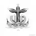 "With God Nothing is impossible" shaped like cross, in cursive tattoo design idea