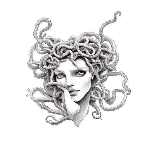 medusa with a rose tattoo design idea
