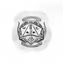 Julius Caesar throwing a pair of dice with 'Alea iacta est' written tattoo design idea