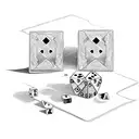 Julius Caesar throwing a pair of dice with 'Alea iacta est' written tattoo design idea