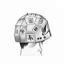 Cesar throwing a pair of dice with 'Alea iacta est' written on his helmet tattoo design idea