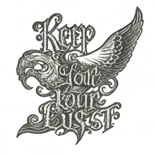 Text "keep your lust" tattoo design idea