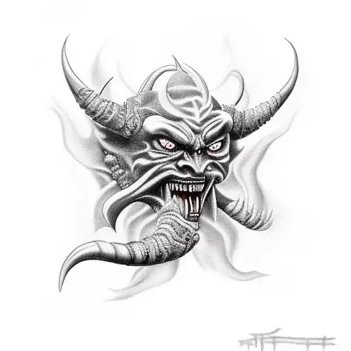 demon with smoke coming around it  tattoo design idea