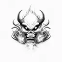 demon with smoke coming around it  tattoo design idea