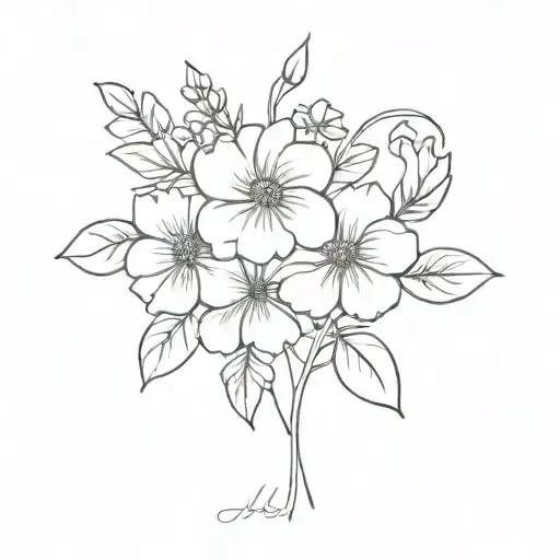 July December April May birth month flower bouquet tattoo design idea