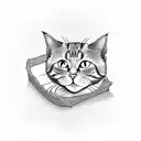 cat in a cardboard box tattoo design idea