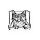 cat in a cardboard box tattoo design idea