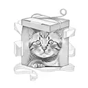 cat in a cardboard box tattoo design idea