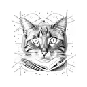 cat on a box  tattoo design idea