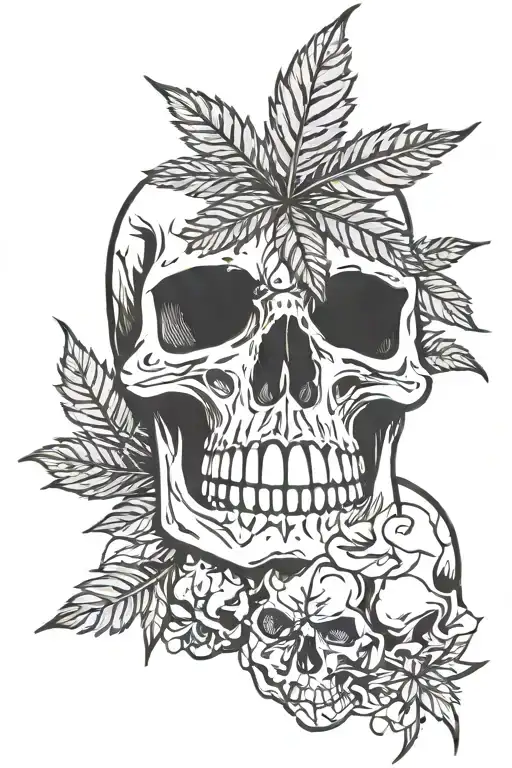 pot leaf and skull tattoo design idea