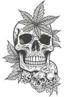 pot leaf and skull tattoo design idea