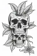 pot leaf and skull tattoo design idea