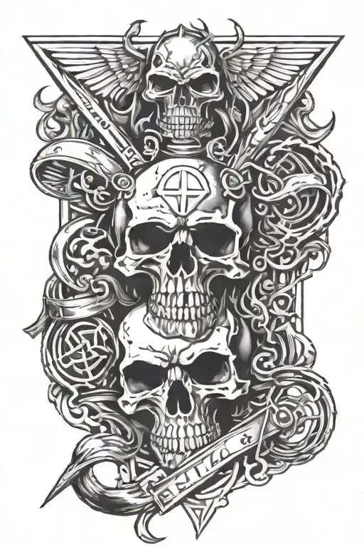 rock n roll symbol combined pearl jam metallica iron maiden foo fighters rush tattoo design idea