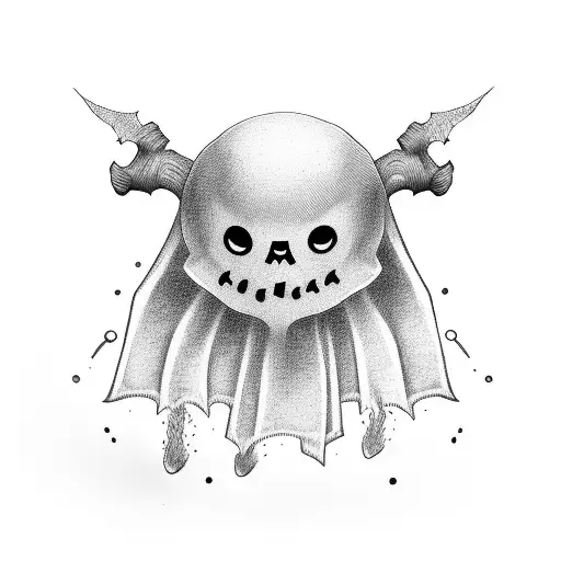 ghost with sign 'boo' tattoo design idea