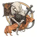 albino girl in grim reaper outfit  tattoo design idea