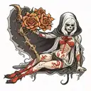 albino girl in grim reaper outfit  tattoo design idea